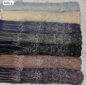 Premium Woven Handwork Beads Embroidered Imported Applique Net <b>Fabric</b> Waterproof <b>Medium</b> Weight for Women's Designer Garments - Product Image 1