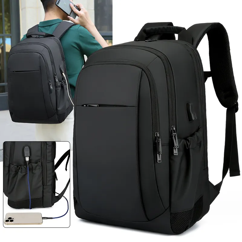 Custom Waterproof 15.6 17inch Black large teenagers anti theft mochilas mens travel women Laptop computer bag Backpacks with usb
