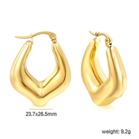Boucles d'oreilles créoles géométriques épaisses et lisses en acier inoxydable plaqué or 18 carats, hypoallergéniques, imperméables et inaltérables