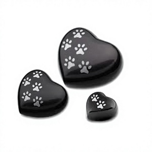 Urne funéraire noire en forme de cœur pour animaux de compagnie, avec empreinte de patte, urne souvenir décorative pour cendres d'animaux, modèle cœur, vente chaude - Product Image 1