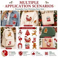 Patchs brodés thermocollants ou à coudre pour Noël : Père Noël, Bonhomme de neige, Renne, Sapin, Canne à sucre, Chaussette