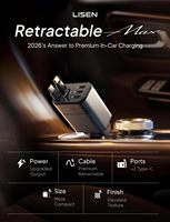 Pengisi Daya Mobil Cepat LISEN Dual Cable 6 Port 138W Daya Tinggi 12V Adaptor Daya Otomatis untuk Ponsel Tablet Kendaraan Komersial Perjalanan Darat