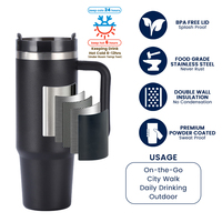 Tazas Térmicas de Acero Inoxidable Personalizadas con Logotipo, Antiderrames, H2.0, de 14oz, 30oz, 40oz, con Tapa, Asa y Pajita