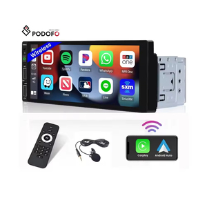 Autoradio compact 6,86 pouces Podofo, simple DIN, CarPlay sans fil/filaire, Android Auto, MP5, Bluetooth, microphone - Product Image 1