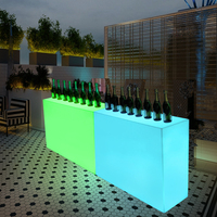 Table de Bar Rectangulaire Moderne Minimaliste 120*40*90cm Lumière LED Créative Réception Extérieure Discothèque DJ Mélange Bois Matériel
