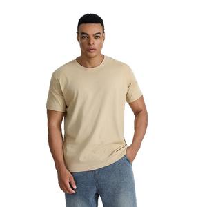 Magliette da uomo 100% in cotone 230g tinta unita in maglia Anti-pilling a forma regolare girocollo manica corta Casual - Product Image 5