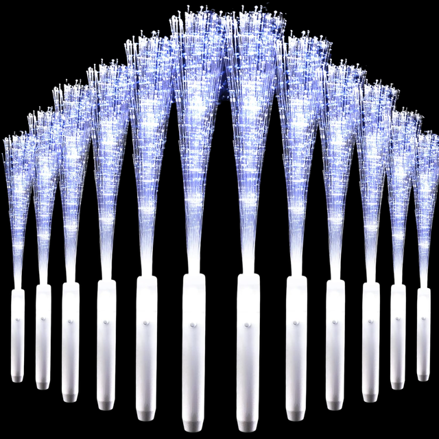 Neon-Glo Kids Birthday Party Favors Glow Multi-Color 15'' LED Plastic Fiber Optic Wands 3xAG13 Batteries Included New Year