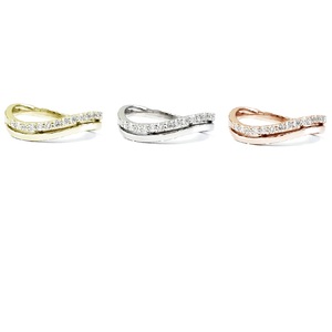 Charmant Design Inspiré Simple À La Mode Fine Bijoux 14k Solide Or Blanc Réel Diamant Courbe Forme Anneaux De Mariage Pour Les Femmes - Product Image 4
