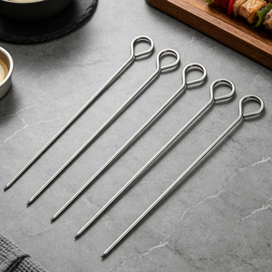 Brochettes <span class=keywords><strong>de</strong></span> barbecue en acier inoxydable <span class=keywords><strong>de</strong></span> 22 cm avec embout à œillet, <span class=keywords><strong>de</strong></span> qualité alimentaire, pour cuisines professionnelles (vente en gros) - Product Image 3