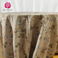 P032-Couvertures de linge de table rectangle rond en polyester imprimé de feuilles de plantain vert personnalisées pour mariage