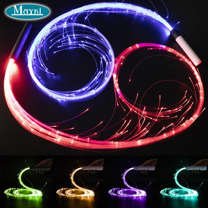 Fouet lumineux <span class=keywords><strong>LED</strong></span> RGB à fibre optique de haute qualité, alimenté par batterie, avec effet de scintillement à l'extrémité pour la danse - Product Image 1