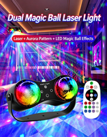 Projecteur Laser LED RGB Double Boule Magique pour Scène, Lampe de Fête Disco avec Télécommande pour Soirées à Domicile, KTV, Bars, Noël