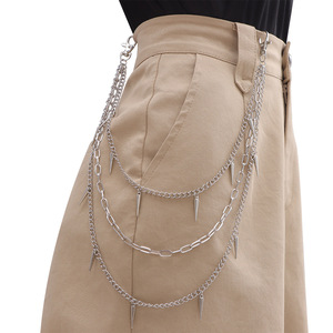 Chaîne de taille géométrique style punk, chaîne de corps multicouche à rivets, mode hip-hop pour hommes et femmes, usage quotidien, alliage de zinc - Product Image 6