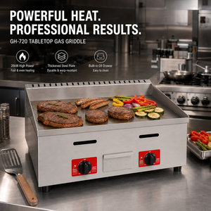 Commercial 730mm LPG Gas Griddle GH-720 Stainless Steel <b>Flat</b> <b>Top</b> <b>Grill</b> with Adjustable Controls and Oil Drawer for Restaurant - Product Image 5