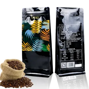 Wholesale eco friendly resealable coffee tea packaging flat bottom gusset 12oz one way valve custom printed coffee bags