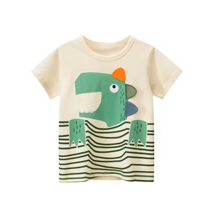 Nouveau T-shirt d'été léger à manches courtes en coton imprimé compressé à col rond pour bébés garçons, motif dessin animé - Product Image 2
