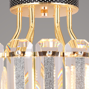 Zeal Lighting Modern <b>Round</b> Small Gold Crystal Chandelier <b>LED</b> Pendant <b>Light</b> Warm White for Bedroom - Product Image 6