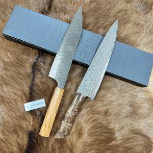 Advance Kitchen Damas Kiritsuke Couteau Japonais 8 pouces Gyuto Chef Couteau En Acier À Haute Teneur En <span class=keywords><strong>Carbone</strong></span> Couteau De Cuisine avec Pakkawood - Product Image 3