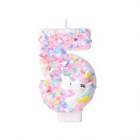 Bougies d'anniversaire licorne faites à la main couleur macaron, en cire de paraffine, décorations de gâteau scintillantes, fournitures de fête, sans parfum