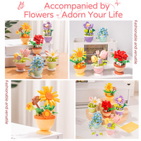 Bloques de Construcción de Plantas en Maceta con Diseño Floral, Ladrillos de Flores, Belleza y Romance a Alcance de Mano para Decoración de Escritorio