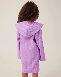 Hop Chất Lượng Bãi Biển Mô Hình Trẻ Em Khăn Tắm Jacquard Poncho Phong Cách Hữu Cơ Bông Áo Choàng Tắm Với Mềm Zip Thru Khăn Trùm đầu Cô Gái - Product Image 4