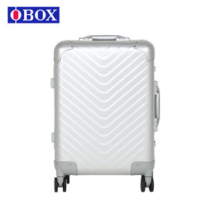 Valise Obox en alliage d'aluminium et de magnésium, 20 pouces, motif en V, argentée, bagage cabine avec serrure et roulettes pivotantes pour les voyages d'affaires - Product Image 3