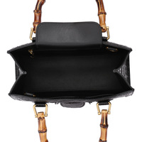 Sac fourre-tout femme nouveau 2026 grande capacité en cuir crocodile avec poignée en bambou vente en gros