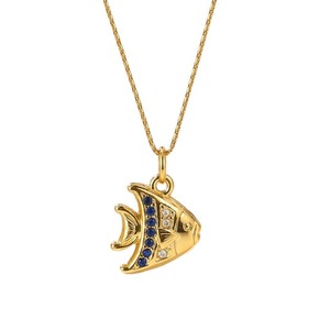 Yunnique – collier avec pendentif poisson plaqué or pour femmes, avec incrustation de zircon, chaîne de clavicule en acier inoxydable, pour cadeau, tenue de loisirs - Product Image 5
