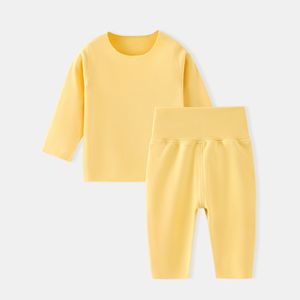 Ensemble de sous-vêtements thermiques pour bébé, couleur unie, polaire en polyester, taille haute, tenue deux pièces pour enfants, automne et hiver - Product Image 3