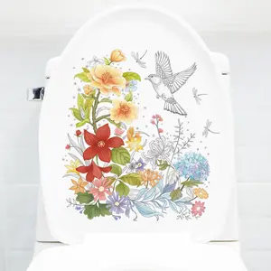 Bitki çiçek tuvalet Sticker banyo dekorasyon boyama kapak Sticker DIY ev duvar çıkartmaları odası iç yaratıcı duvar kağıdı