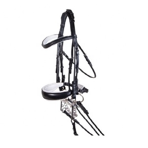 Bridon double pour cheval durable, en cuir souple de haute qualité, réglable, pour l'équitation anglaise, l'entraînement et la compétition - Product Image 1