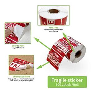 Autocollants d'expédition pour colis fragiles, 500 étiquettes par rouleau, adhésif permanent résistant pour la protection des boîtes de déménagement et des colis de fret - Product Image 6