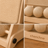 Griffoir pour chat en sisal, planche inclinée en bois avec balles interactives, design pliable, protection contre les griffures pour chats d'intérieur