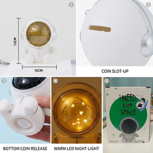 Lámpara Nocturna LED de Astronauta de Vinilo Irrompible, Hucha de Astronauta con Luz, Funciona con Pilas, Tarro de Ahorro para Niños, Decoración Mayorista para Guardería - Product Image 2
