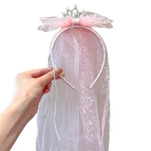Accessoires de cheveux princesse fille couronne d'anniversaire glace neige enfant jour pince à cheveux coiffure nœud ruban maille cheveux <span class=keywords><strong>carte</strong></span> spéciale - Product Image 1