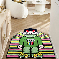 Tapis fait main en forme de logo personnalisé persan, bleu bohème, brun, dégradé, tapis en acrylique, tapis de sol en tufting