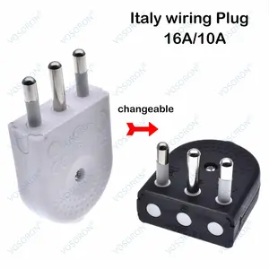 Italiaanse Rewireable Plug 10a 16a Rechte Elleboog 90 Graden Voor Italië Voeding Rond 3 Pins Type L Bedrading Plug Wit Zwart