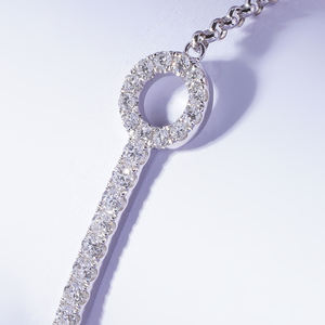 Starsgem 0.6ct 1.6mm & 2.1mm Round Brilliant Cut Lab Grown Diamond 18K <b>White</b> <b>Gold</b> Unisex Luxury <b>Bracelet</b> - Product Image 5