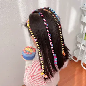 HZO-50043 बच्चों फूल लट बाल रस्सी गंदे चोटी बाल सिर छोटी लड़की कैंडी रंग प्यारा लड़की बाल सामान