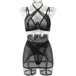 Lingerie sexy de luxe pour adultes, style défilé de mode, imprimé léopard, transparente, en maille résille, robe-jupe érotique - Product Image 6
