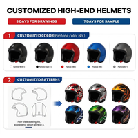 Casque de moto rétro en fibre de carbone, ouvert, léger, respirant, homologué 3C, trois-quarts