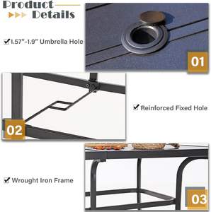 <strong>Patio</strong> Outdoor Table and Chairs <strong>Set</strong> with Umbrella Navy, <strong>Patio</strong> Dining <strong>Sets</strong> 7 Pieces <strong>Patio</strong> Table <strong>Set</strong> <strong>Clearance</strong> for Backyard - Product Image 3