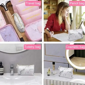 Sac cosmétique imprimé marbre de haute qualité sac de maquillage de beauté de voyage sac cosmétique étanche pour les femmes - Product Image 5