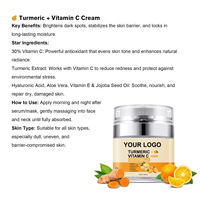 Crème Visage Matifiante Végétalienne au Curcuma et Vitamine C Marque Blanche – Éclaircissante, Anti-Acné, Correctrice de Taches Brunes – Kit de Soins de la Peau