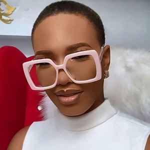 Gafas de Sol Retro con Marco Grande, Lentes Transparentes, Monturas Cuadradas para Mujer, Novedad 2022 - Product Image 3