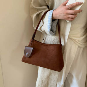 Nouveau Sac à Bandoulière Femme en Faux Daim Doux Imprimé Léopard Couleur Unie Style Vintage – Sac à Main Tendance pour le Travail - Product Image 2