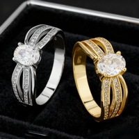 Bague en Zircon Hongqi avec Grappe de Pierres Scintillantes, Motif Paix, Tendance, Plaqué Or et Argent, Sertissage Clos, Unisexe, Anniversaire de Mariage