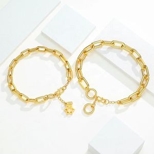 Xinfly Custom Hot Sale Pure 24K Real Gold Chunky <b>Bracelet</b> Jewelry Women Fashion 5D Hard Cyanide Free 999 Gold Paperclip Chain - Product Image 2