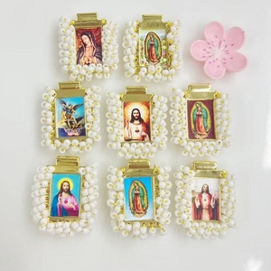 Colgante de cuentas Miyuki de esmalte colorido para mujer, accesorio de joyería con abalorio de Jesús Virgen María/San cristiano, venta al por mayor - Product Image 1