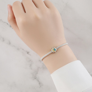 Breloque en argent sterling 925 avec zircon soleil et lune pour bracelet DIY, cadeau d'anniversaire de mariage, émail bleu étoilé Ganku, vente en gros - Product Image 5